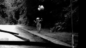 scary clown hitchhiker